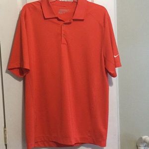 NikeGolf Dri Fit Polo Collared Short Sleeve White Swoosh Men's Size L